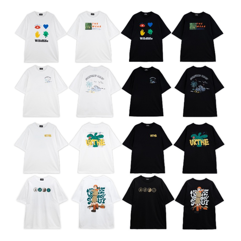 URTHE - เสื้อยืด เเขนสั้น พิมพ์ลาย Col. WAVE HUNTERS