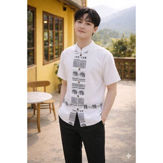 เสื้อช้างผ่าหน้ากระดุมมะพร้าว - ท่านผู้ชาย และ ท่านหญิง