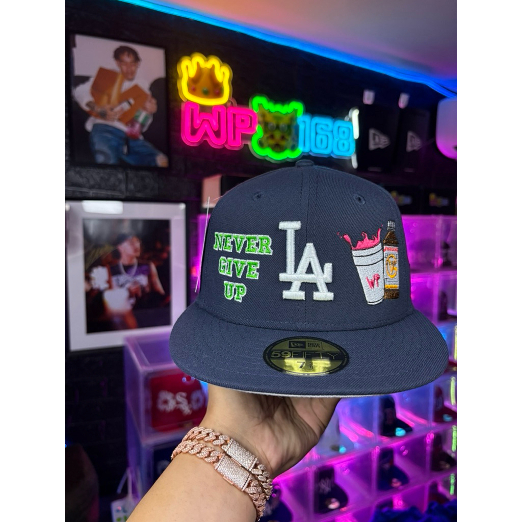 New Era Los Angeles Dodgers 59FIFTY Cap Custom NEVER GIVE UP By Wp168_Cap Size7 3/8 (58.7 cm.)🐍🩸🫗🔥