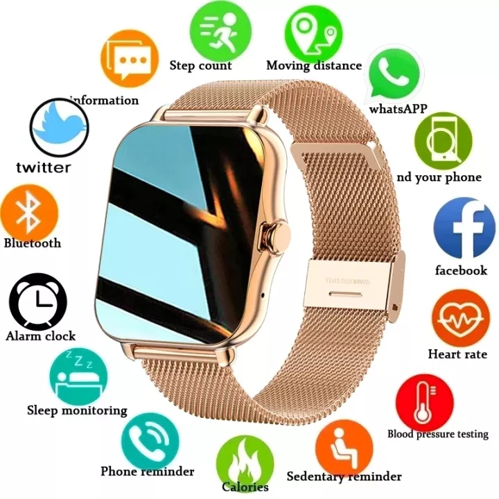 2026 New Women Smart Watch Men 1.69 Full Touch Screen Fitness Tracker Bluetooth Call Smart Clock Ladies Smartwatch Women