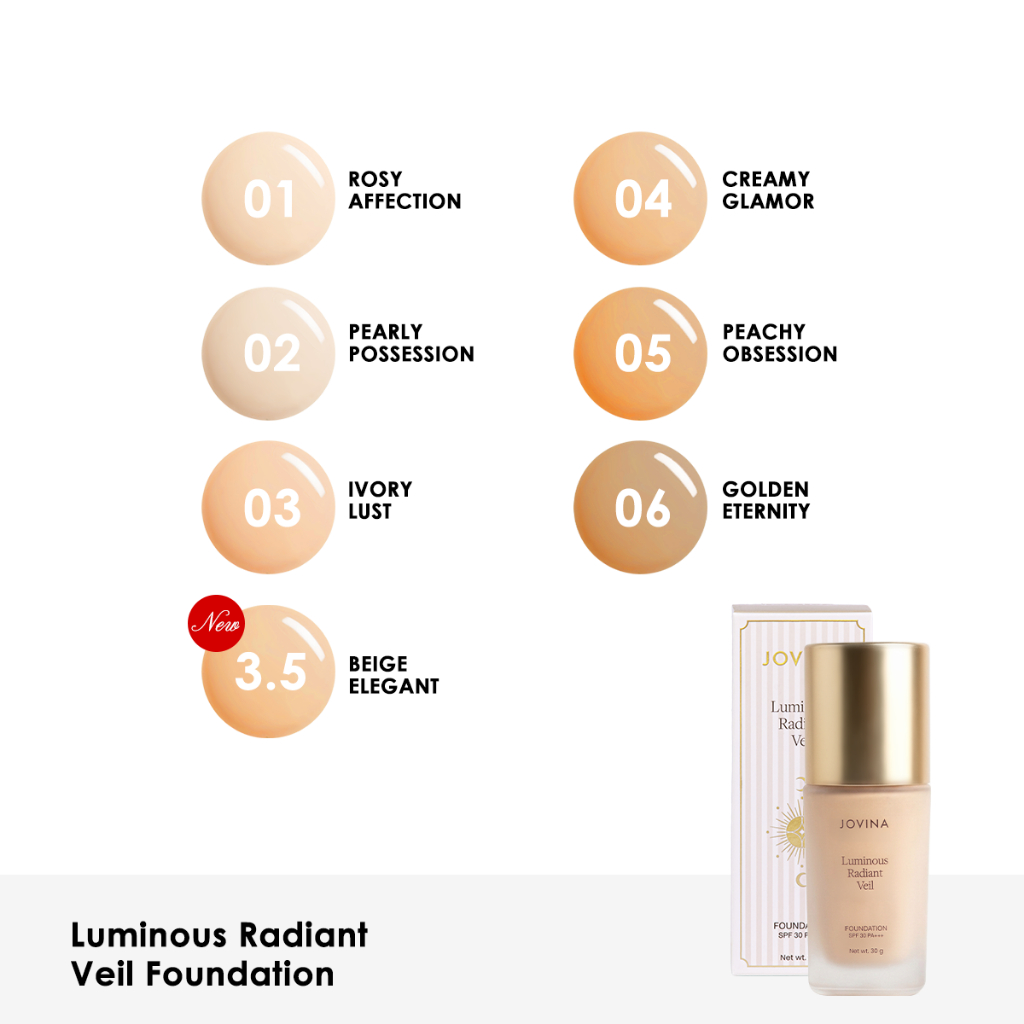 รองพื้น Jovina Luminous Foundation SPF 30 PA+++ คุมมัน ปกปิดเนียนกริบ 30g