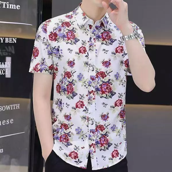 เสื้อเชิ้ตผู้ชายลายดอกแขนสั้น สไตล์วินเทจ thumbnail 10