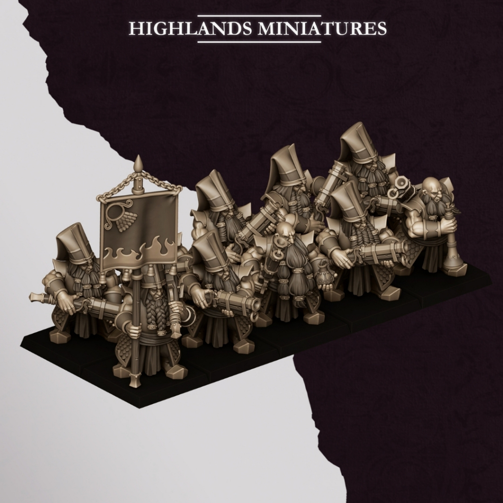 Sons of Marduk Shooters with Blunderbusses - Sons of Marduk - Humanoid Dwarf / 32mm scale 3D printed