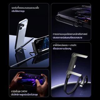 BEGD สายชาร์จเร็ว 240W Type-C TO C ชาร์จเร็วพิเศษ สายถักหัวงอ 90° พร้อมที่ยึดพับได้ สำหรับ iOS และ Android