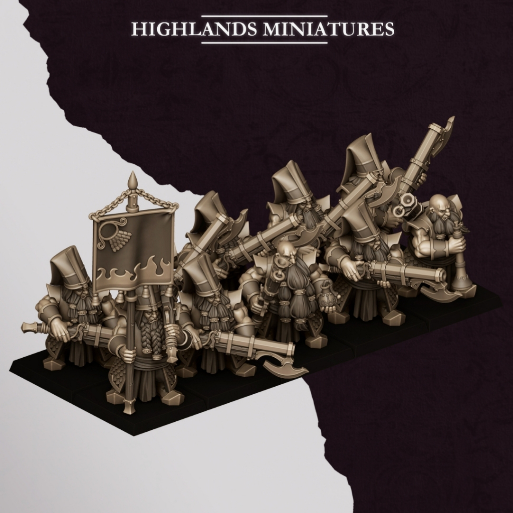 Sons of Marduk Shooters with Jezails - Sons of Marduk - Humanoid Dwarf / 32mm scale 3D printed minia