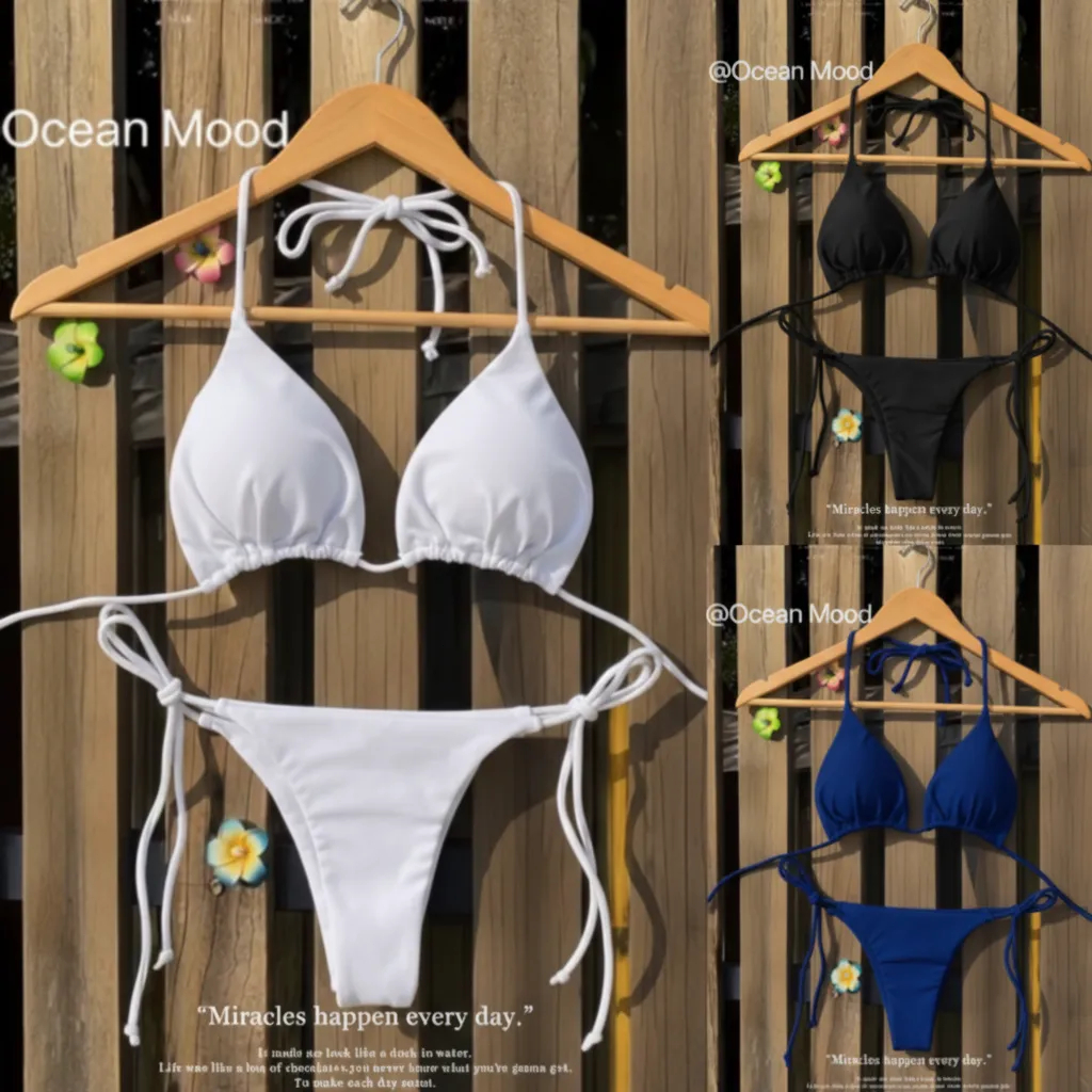 บิกินี่ทะเล ทูพีช เซ็กซี่ Bikini ผูกคอ ผูกเชือก ปรับสายได้ ฟองน้ำ ชุดว่ายน้ำแฟชั่น Beach |Ocean Mood