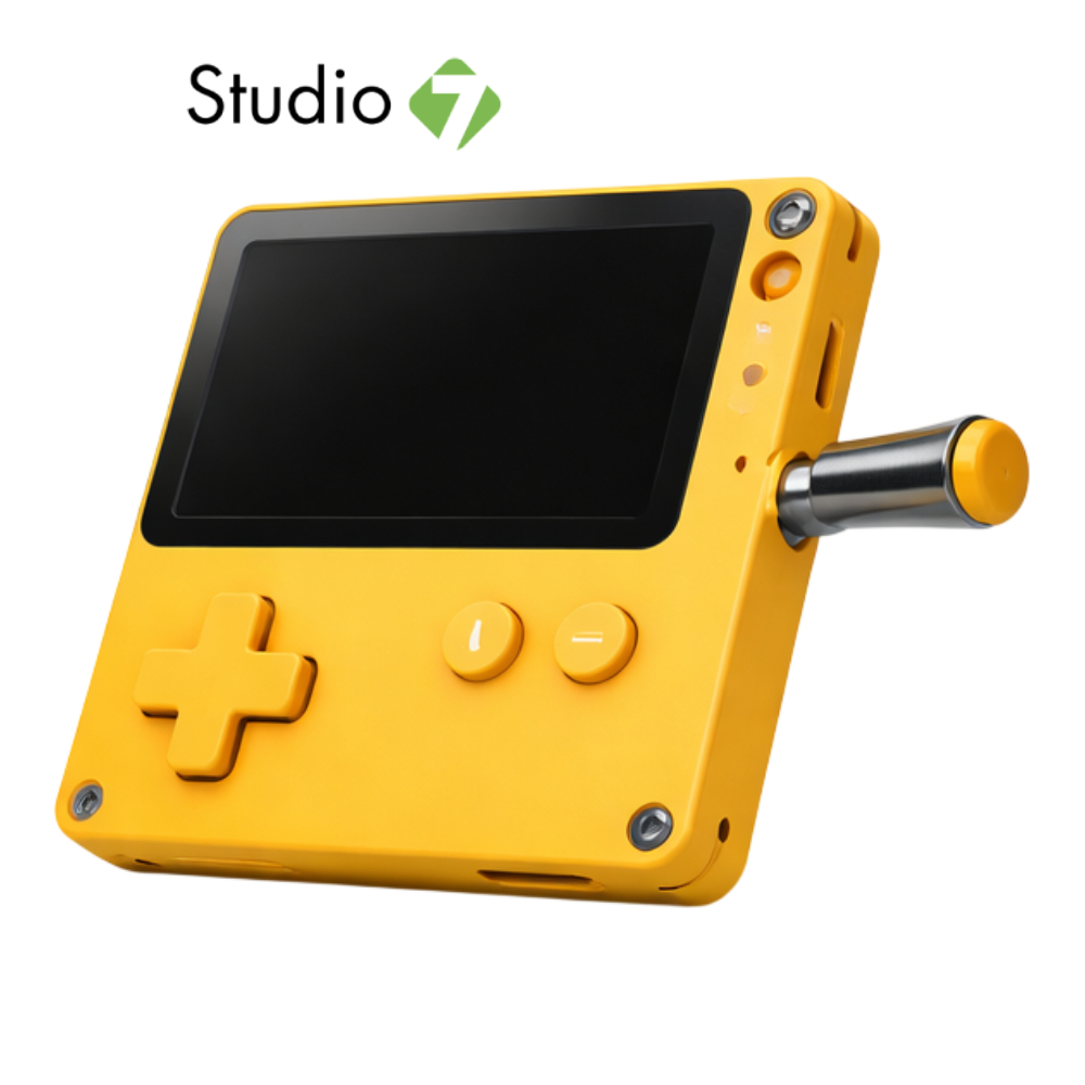เครื่องเล่นเกม Playdate Retro Mini Handheld Creative Hand Crank Black and White Screen by Studio7