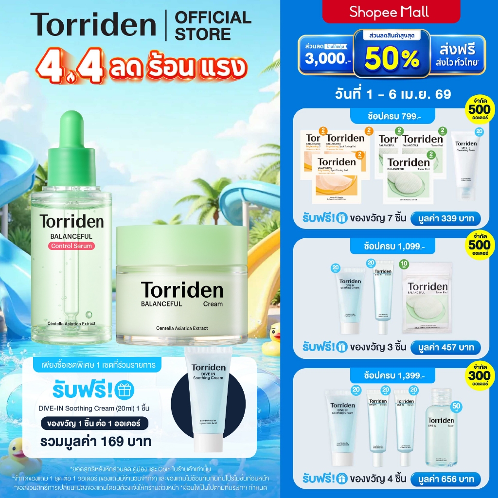 [Special Set] Torriden Balanceful Cica Control Serum 50ml + Balanceful Cica Cream 80ml ควบคุมความมัน