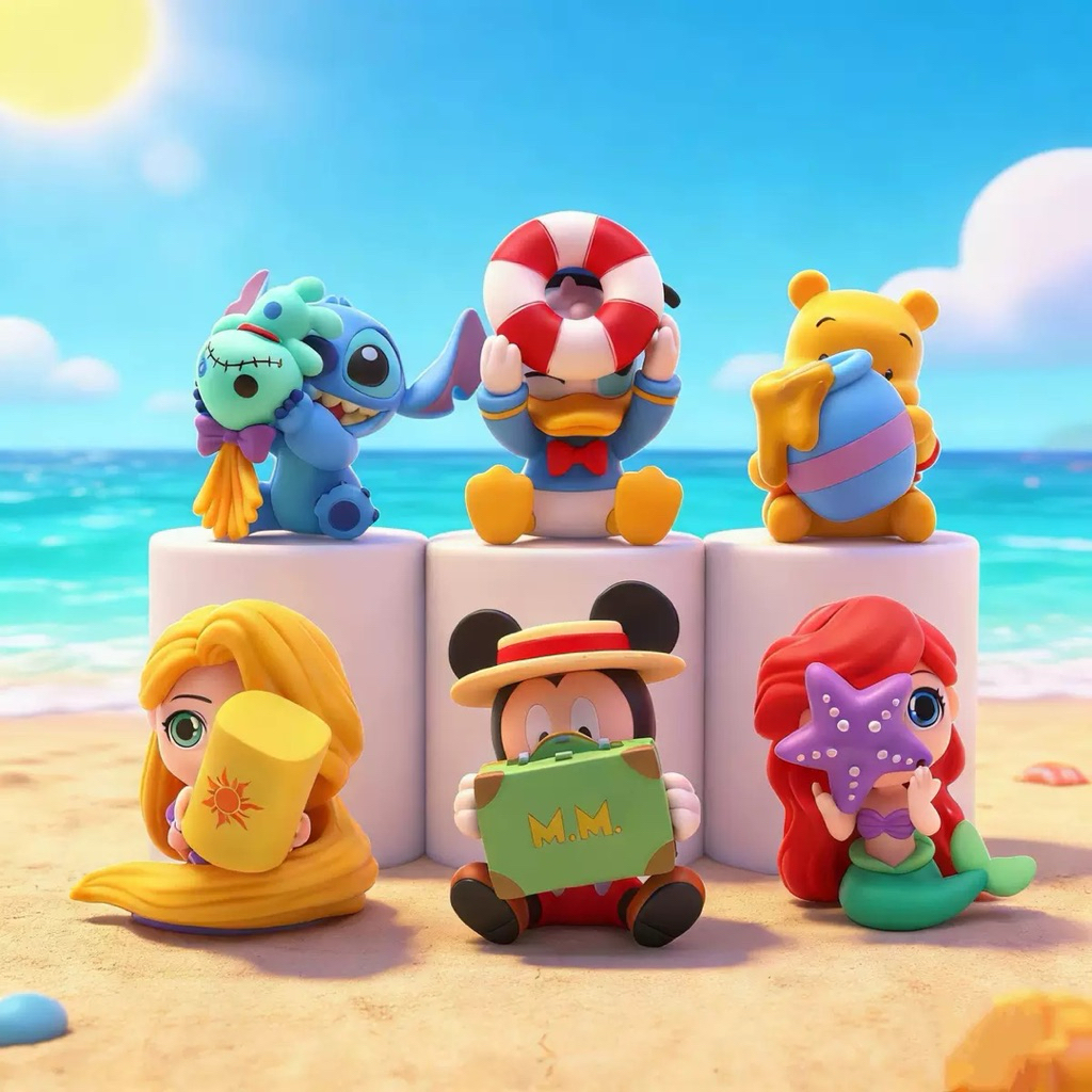 โมเดล กาชาปอง ฟิกเกอร์ อนิเมชั่นของสะสม ของขวัญ ตัวการ์ตูน : Disney Summer Beach Collection