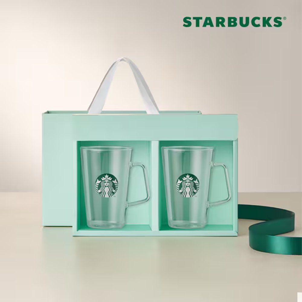 ( พร้อมส่ง ) Starbucks Siren Handle Glass 500ml (2P) ชุดเซตแก้วน้ำมีหูจับ 2 ใบ