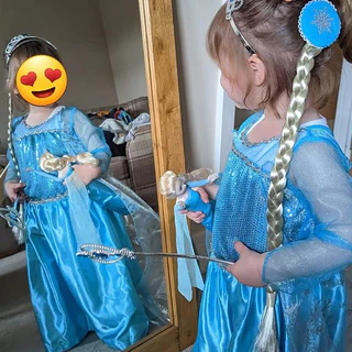 🚚ส่งไว 24ชม ชุด elsa เด็ก ชุดคอสเพลย์เด็ก ชุดเดรสเจ้าหญิงเอลซ่า ชุดฮาโลวีนเพร้อมถุงมือมงกุฎ cosplay costume 3-10 ขวบ