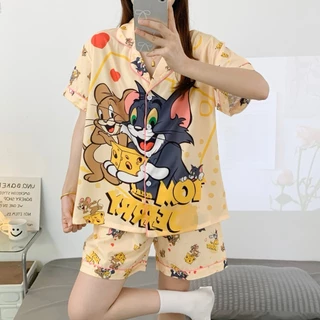 🔥พร้อมส่ง🔥 ชุดนอนผ้าไหมอิตาลี เเขนสั้น-ขาสั้น มีหลายลายให้เลือก ผ้าดี ฟรีไซส์ SS-2