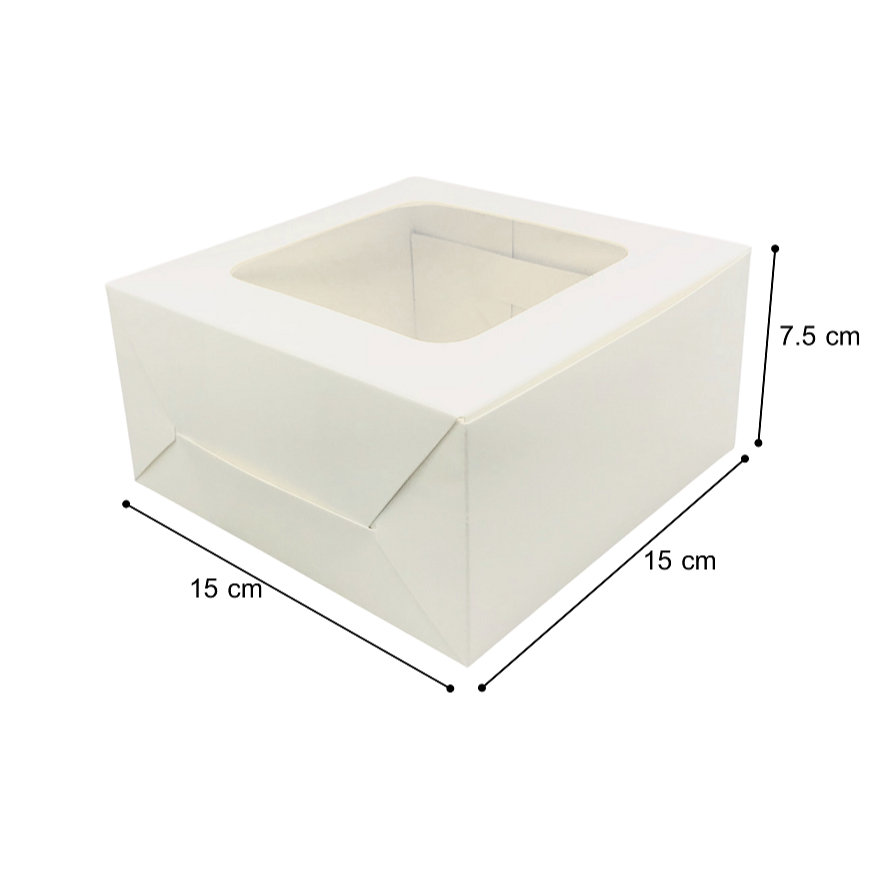 กล่องสแน็คหรือกล่องเค้กครึ่งปอนด์ กระดาษขาว ขนาด15x15x7.5ซม.แพคละ 20 ,50 และ 100 ใบ BoxCafe699