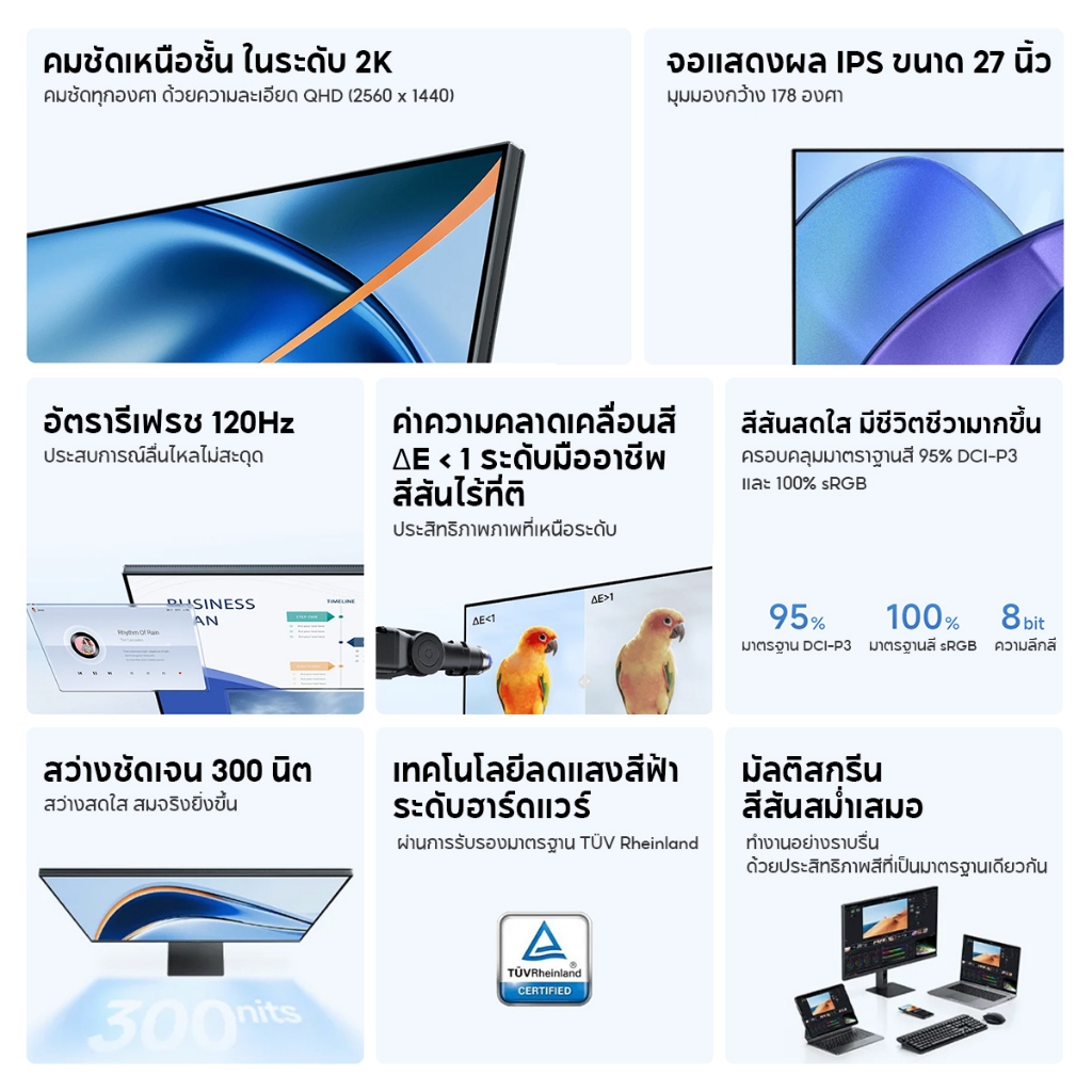 [NEW] Xiaomi Monitor A27Qi 2026 95% DCI-P3/ ∆E <1 อัตราการรีเฟรช 120Hz การป้องกันแสงสีฟ้าต่ำ ราคา ถูกที่สุด ดีลบีเคเค แกลเลอรีภาพที่ 3