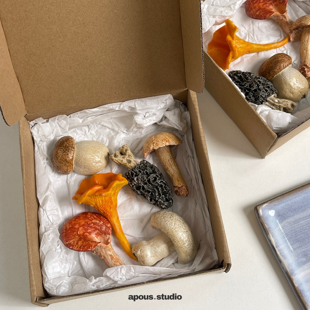 apous.studio | พร้อมส่ง Mushroom Rest Set ชุดที่วางตะเกียบเห็ด 6 ชิ้น / แยกชิ้น