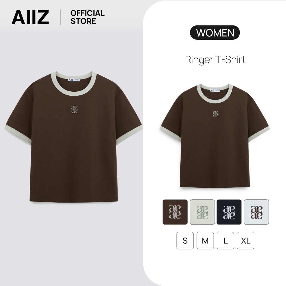AIIZ (เอ ทู แซด) - AIIZ เสื้อยืดผู้หญิงแขนสั้น AIIZ Women’s Ringer T-Shirt