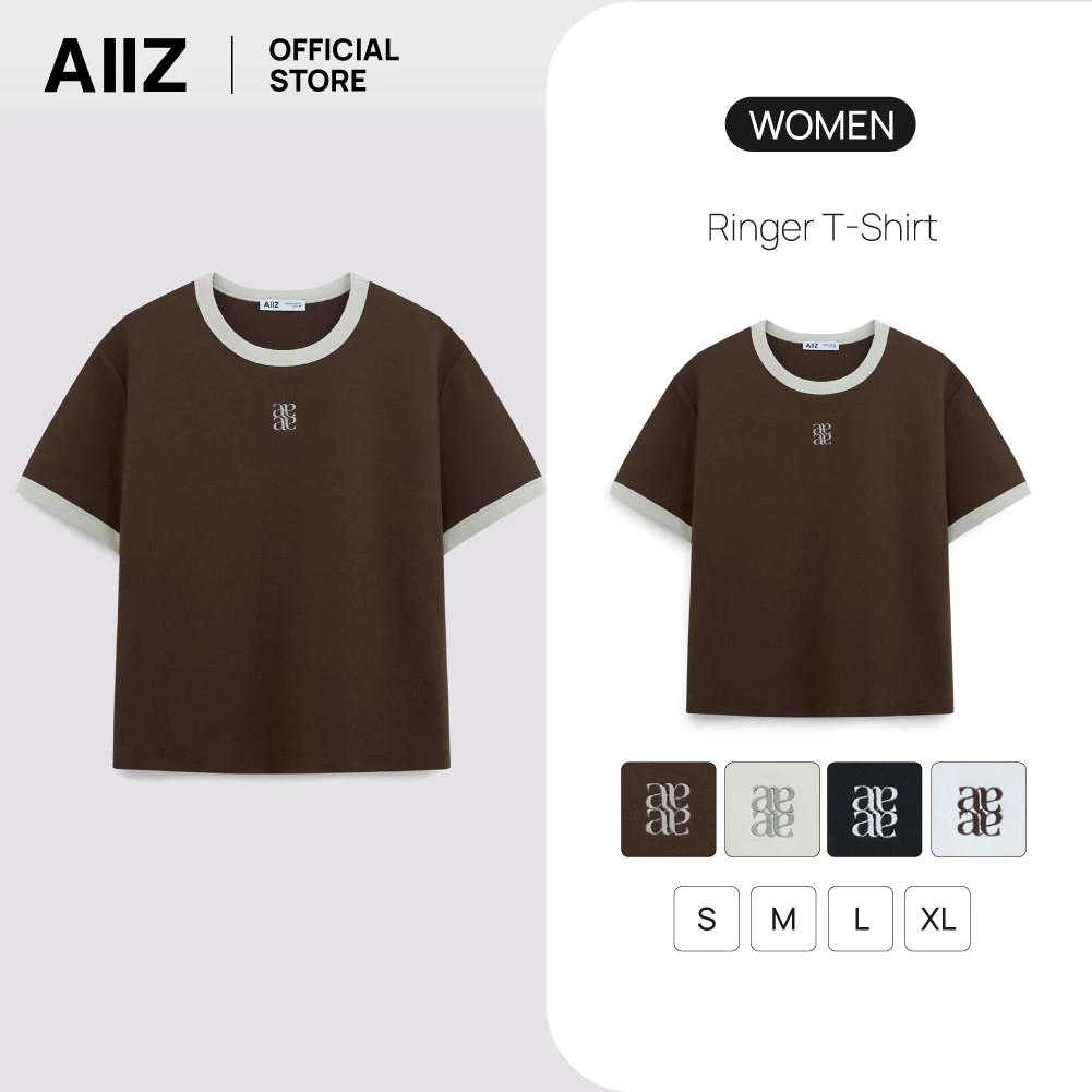 AIIZ (เอ ทู แซด) - AIIZ เสื้อยืดผู้หญิงแขนสั้น AIIZ Women’s Ringer T-Shirt