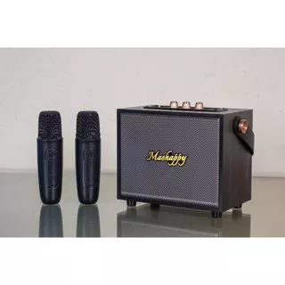 Mashappy รุ่น MH-R1(แถมไมค์2ตัว） ลำโพงบลูทูธไมโครโฟนคู่ แบบพกพา ลำโพงร้องคาราโอเกะ USB TF/ BT ลำโพงบลูทูธแบ