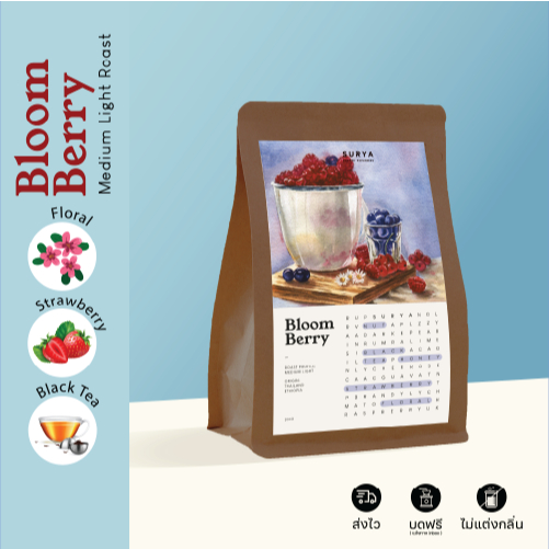 SURYA Coffee Explorers เมล็ดกาแฟกลิ่นเบอร์รี่คั่วกลาง BLOOMBERRY