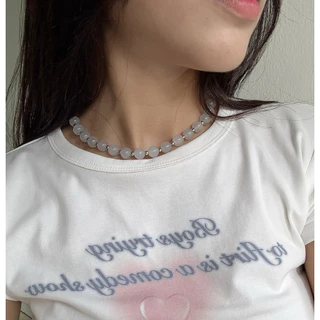 สร้อยคอลูกปัดแก้ว ลูกปัดสแตนเลส ใส่อาบน้ำได้💦💖
