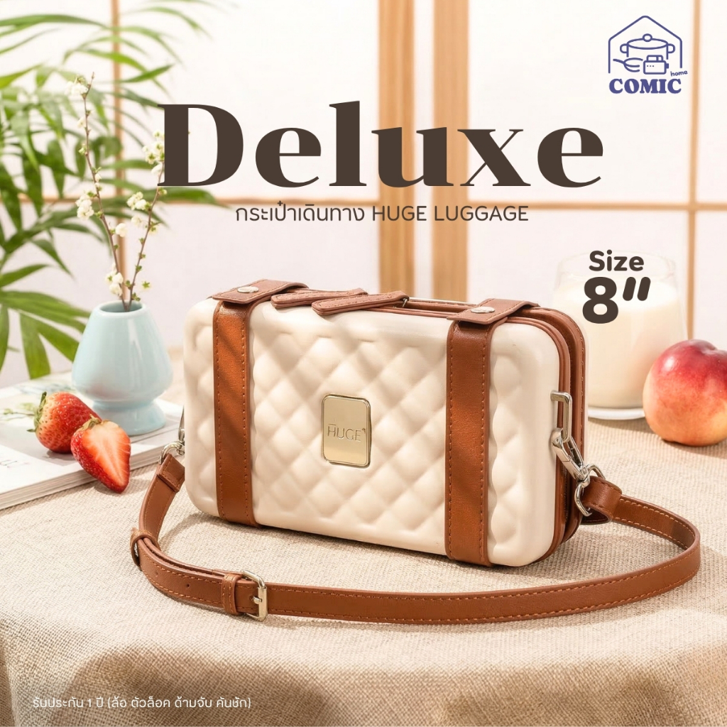 กระเป๋าเดินทางมินิ รุ่น Deluxe ขนาด8นิ้ว HUGE กระเป๋าเดินทาง กระเป๋าเดินทางเฟรมซิป กระเป๋าสะพายข้าง 