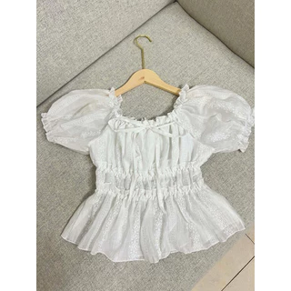 เสื้อแขนตุ๊ก(J59)ผูกโบว์ ผ้าบางมีซับตรงอก