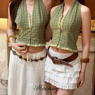 Meenny Closet | BT01 (มีSize) เสื้อคล้องคอลายสก็อต