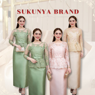 Sukunya 6035 :ชุดเดรส ชายระบายเก็บพุงได้ดี ผ้าไหม เกรดพรีเมี…
