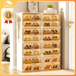 SALVO ตู้รองเท้า ชั้นวางรองเท้า กันฝุ่นและกันน้ำ กล่องพลาสติ…