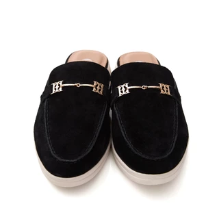 O&B รองเท้าหนังแท้ รุ่น JULIET MULE LOAFERS IN CHARCOAL BLACK-11293SU11674F_S6BKXX
