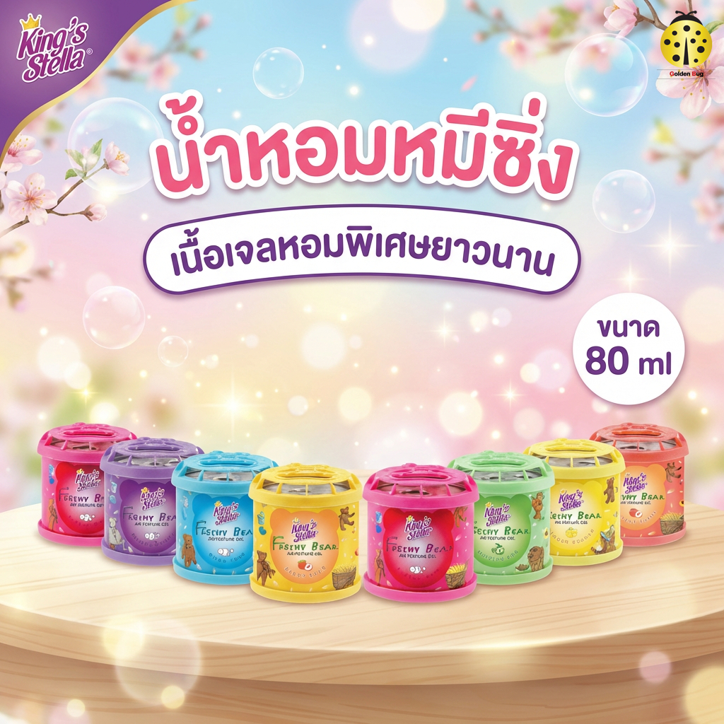 King's Stella คิงส์สเตลล่า Freshy Bear Gel 80g น้ำหอมหมีซิ่ง น้ำหอมติดรถยนต์