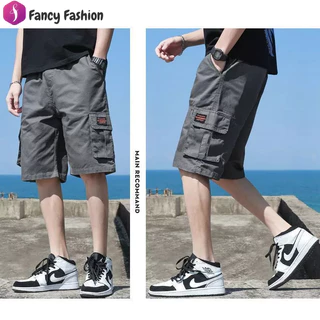 FANCY FASHION กางเกงขาสั้นฤดูร้อนผู้ชาย กางเกงลำลองขนาดใหญ่ระบายอากาศ กางเกงขาสั้นทำงานนักเรียนสำหรับผู้ชาย SIZE L-4XL