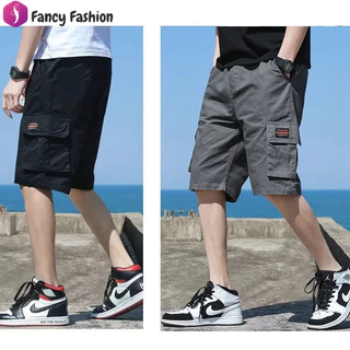 FANCY FASHION กางเกงขาสั้นฤดูร้อนผู้ชาย กางเกงลำลองขนาดใหญ่ระบายอากาศ กางเกงขาสั้นทำงานนักเรียนสำหรับผู้ชาย SIZE L-4XL