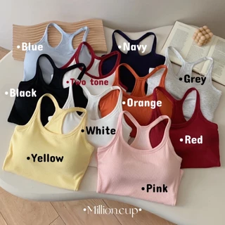 พร้อมส่ง สายเดี่ยวผ้าร่องมีบรา สายเดี่ยวสีพื้นคอยู สายเดี่ยวผ้าดีพรีเมียม สีพื้น ใส่ทำงาน เบสิคbasic