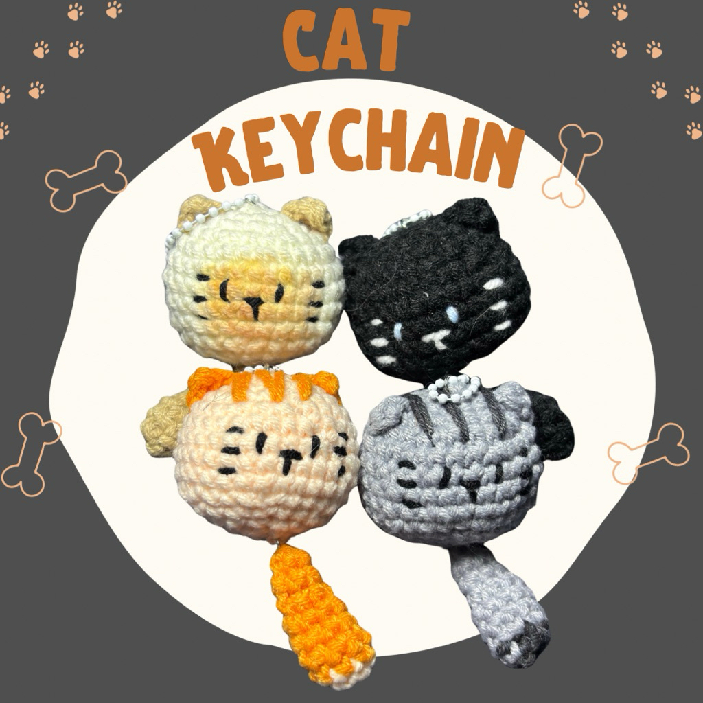 พวงกุญแจแมวถักหางห้อย Crochet Cat Keychain 🐾 Minimal Cute | ใช้เวลาถัก 2-3 วัน