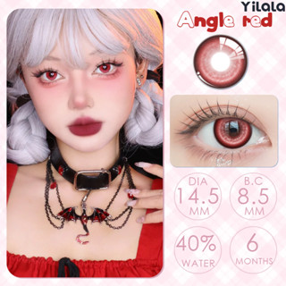 🔥สามารถใช้งานได้นาน 6 เดือน🔥คอนแทคเลนส์ Ruby red ขนาดกลาง Yi…