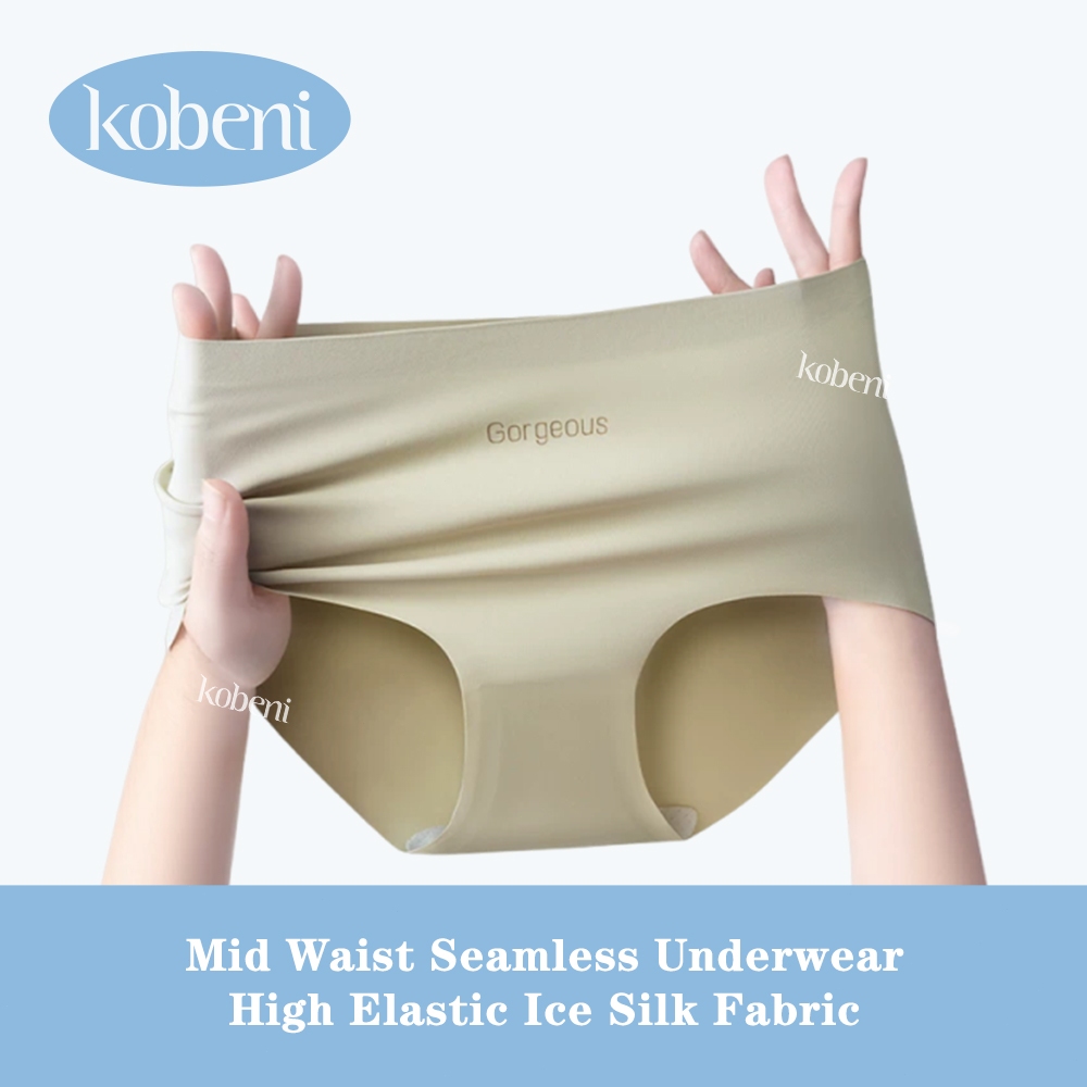 ⭐KOBENI⭐กางเกงในผู้หญิง กางเกงในไร้ขอบ เอวกลาง ยืดหยุ่นดีมาก ผ้าเย็น Ice Silk เรียบเนียน สวมใส่สบาย