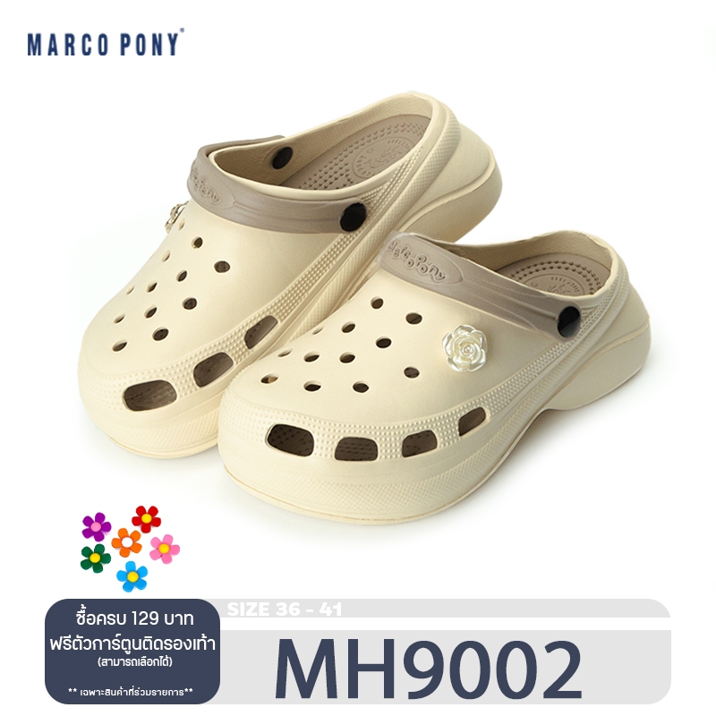Marco Pony รองเท้าหัวโตส้นสูง รองเท้าพื้นนิ่ม แฟชั่น เบามาก ใส่สบาย นิ่มเหมือนเหยียบขี้ MH9002