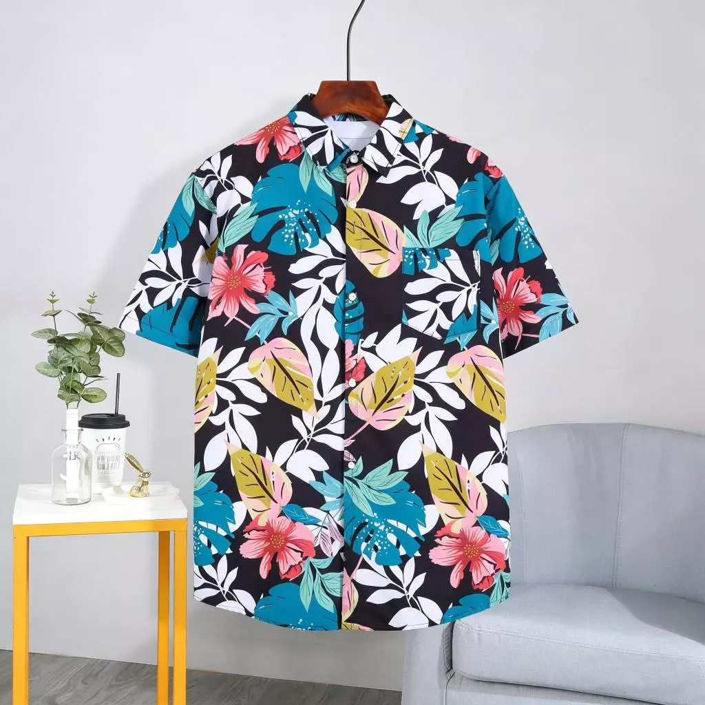 เสื้อผู้ชายลายดอกแขนสั้น สไตล์วินเทจ thumbnail 6