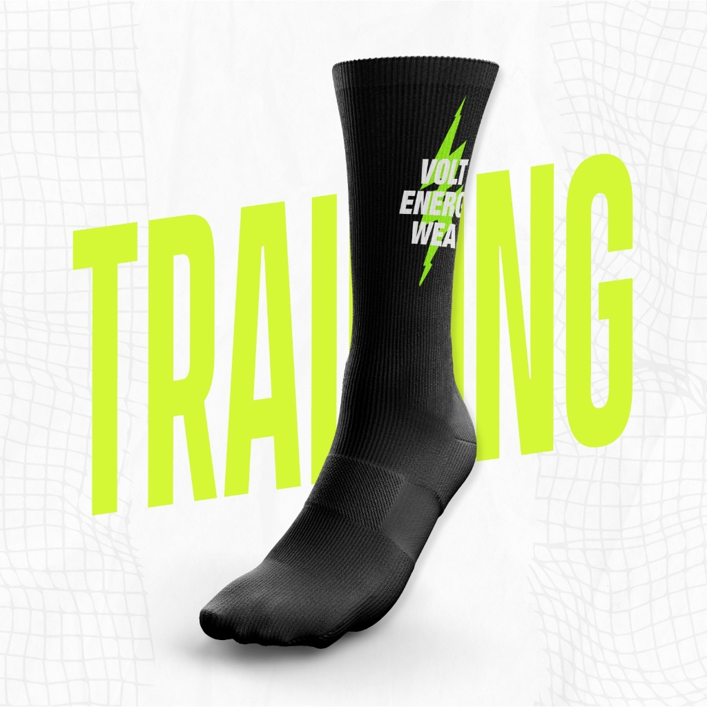 VOLT ถุงเท้ากีฬา ถุงเท้าวิ่ง รุ่น TORQUE 001 TNH TRAINING SOCKS สีดำ TQ-0202 สำหรับออกกำลังกาย ฟิตเน