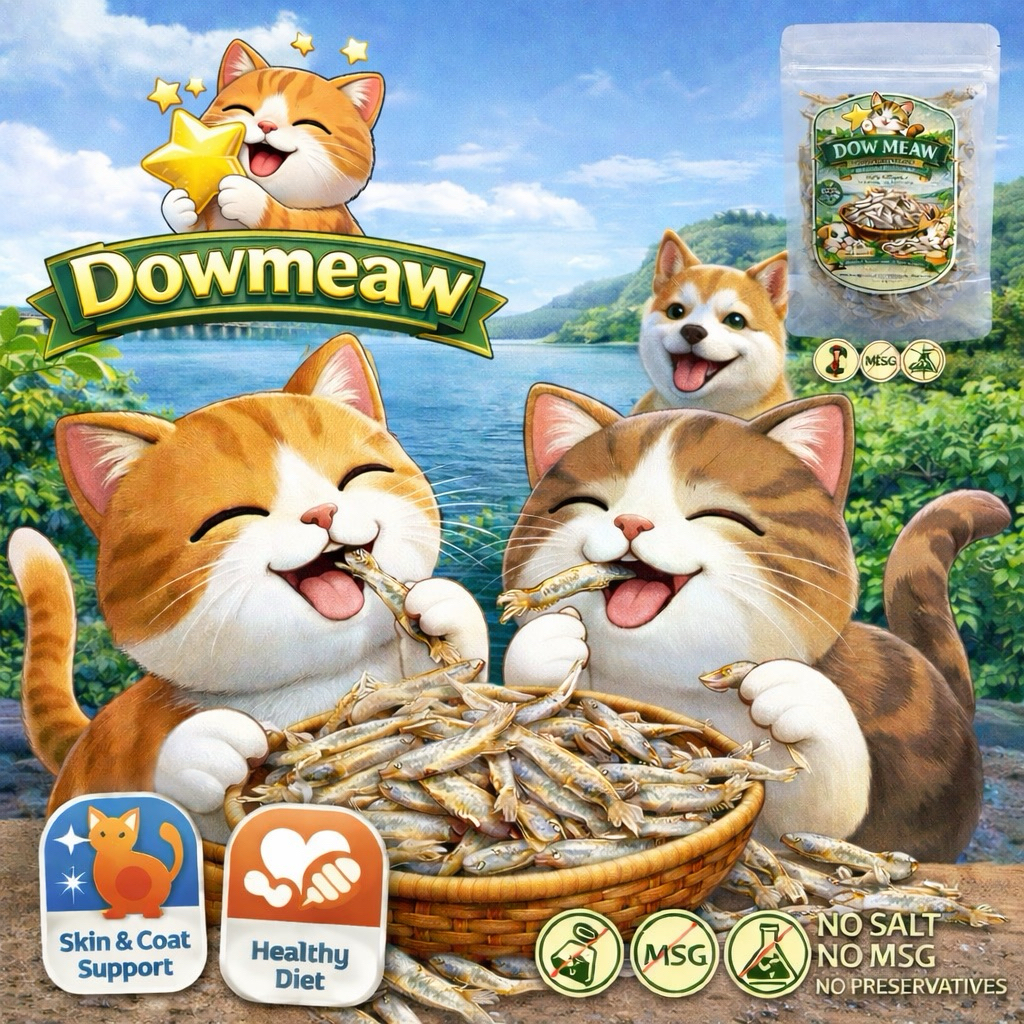 DowMeaw ปลาซิวแก้วออแกนิคจืดไม่ปรุงรส บำรุงขนและผิวหนังน้องแมวน้องหมา