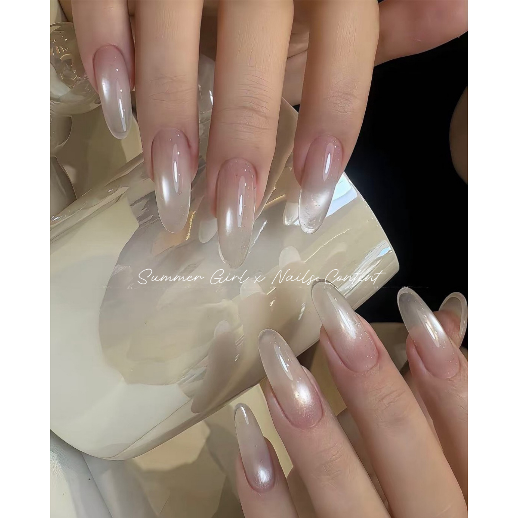 ลูกแก้วขาวซาติน ทาทับ Summer girl x Nails Content 2026