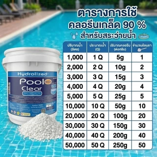 คลอรีนสระว่ายน้ำชนิดเกล็ด 90% ถัง 5 Kg ฆ่าเชื้อแบคทีเรีย ลดกลิ่นเหม็น แก้น้ำเขียว ปรับค่าคลอรีน สำหรับสระว่ายน้ำทุกระบบ