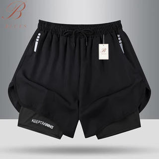 B BLUES M-5XL กางเกงกีฬาขาสั้น ไซส์ใหญ่ แบบแห้งเร็ว ระบายอาก ความยืดหยุ่นสูง เหมาะกับใส่ออกกําลังกาย วิ่ง สําหรับผู้ชาย