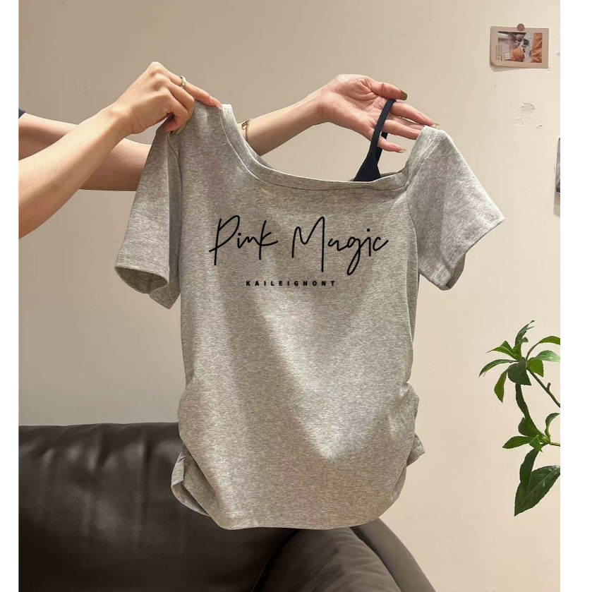 เสื้อสายเดี่ยวเปิดไหล่สไตล์เกาหลีใหม่ สำหรับผู้หญิง มีไซส์ M-3XL สไตล์เกาหลี เซ็กซี่และอ่อนหวาน