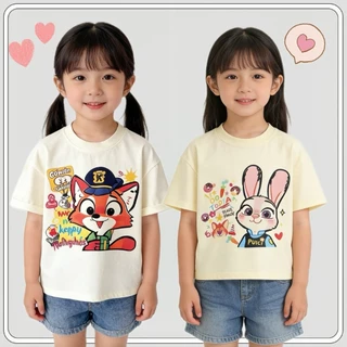 MC222 เสื้อยืดเด็ก ลายการ์ตูนกระต่าย/จิ้งจอก ผ้านิ่ม ใส่สบาย