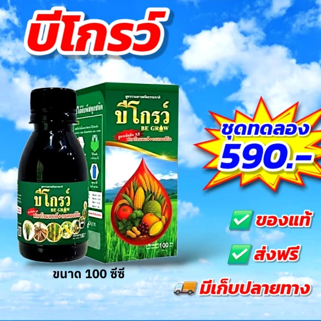 บีโกรว์ 100 ซีซี 1 ขวด ฮอร์โมนพืช ป้องกันโรคและแมลง ใบเขียว ของแท้ ส่งฟรี [ชุดประหยัด]