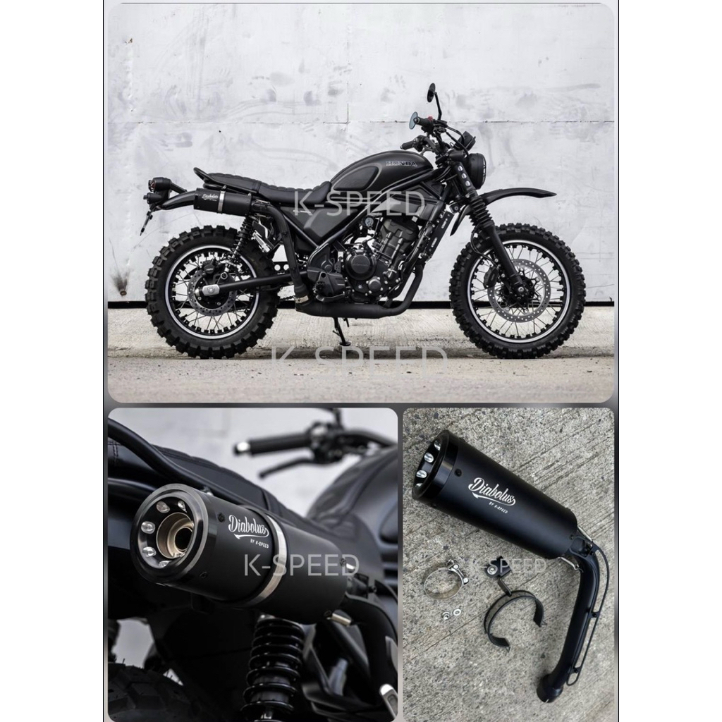 ท่อสูตร Slip on สีดำล้วน Diabolus for Honda CL500 CL28