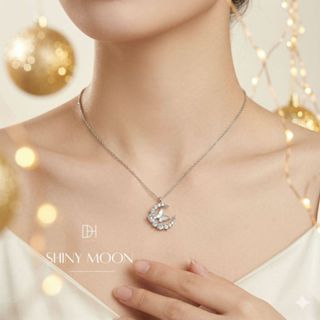 DH สร้อยคอเพชร Shiny Moon สร้อยคอเงิน จี้เพชรแวววาว ดีไซน์เก…