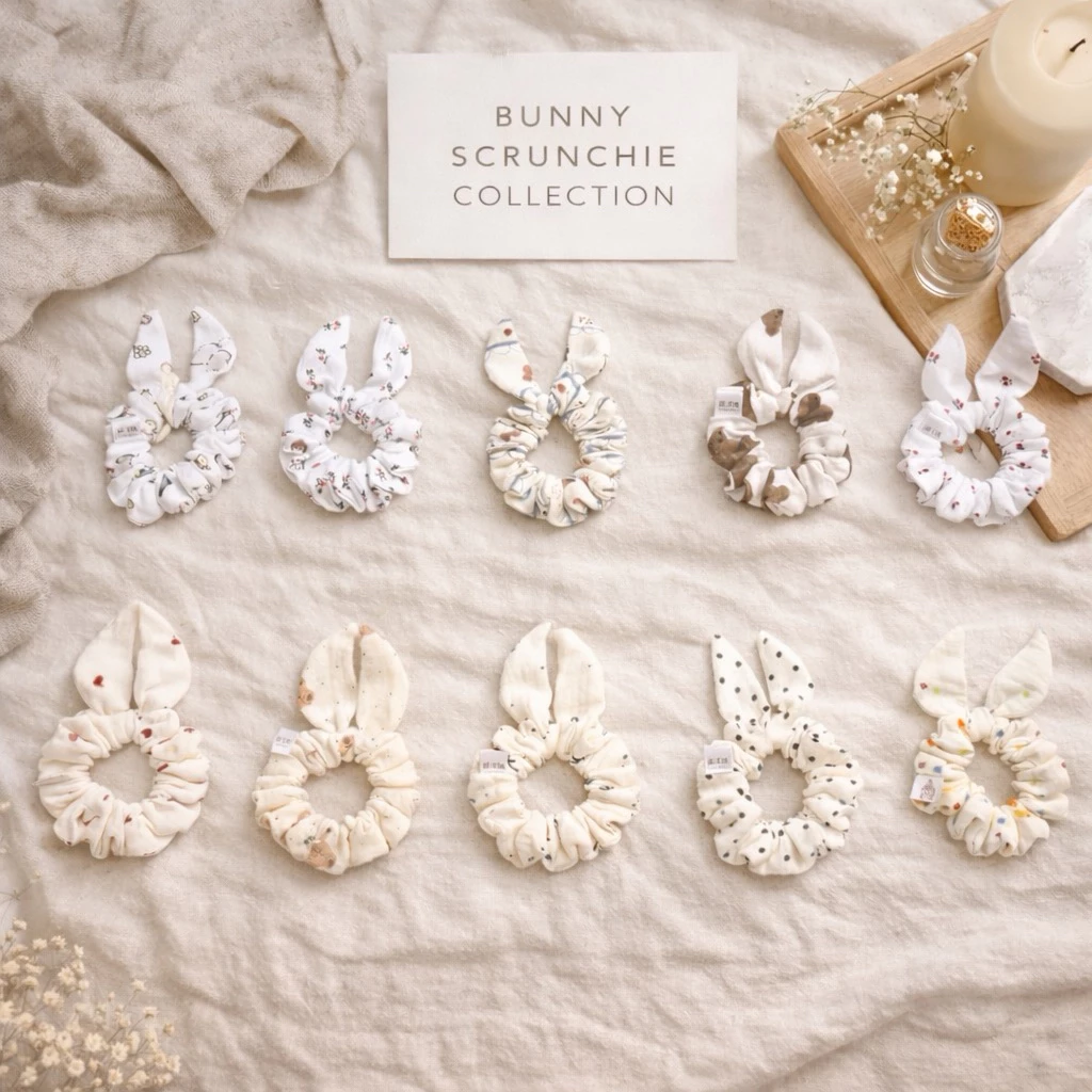 ยางรัดผม •BK-TIN HANDMADE• 🐰 Bunny Scrunchie Collection ยางมัดผมหูกระต่าย ผ้านุ่ม ไม่กินผม สไตล์มินิมอล น่ารักเกาหลี